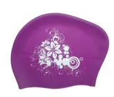 Шапочка для плавання Profi flowers жіноча для довгого волосся фіолетова