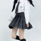 Спідниця картата у школу класична пліссе чорна 6701 134-152 (S)