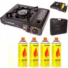 Газова плита + 4 балони газу Чорий портативна плита кемпинг