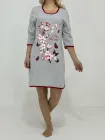 Жіноча туніка байка Квіти 48-50 Сіра 39465078-2