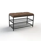 Банкетка з каретною стяжкою Mzavod 70 см, Чорний каркас, Коричнева тканина