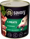 Вологий корм для дорослих собак Savory з чотирма видами м\'яса 800 г (4820232630402)