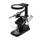 Багатофункціональна третя рука з підставкою для паяльника, щупами, лупою та підсвіткою для пайки (чорний)