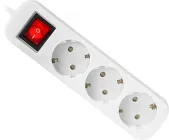 Подовжувач із заземленням Defender S318 вимикач, 1.8 м, 3 розетки Білий (4714033992336)