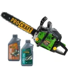 Бензопила Procraft GS50/2 + 2 шини, 2 ланцюги, олива моторна, олива ланцюгова