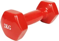 Гантель для фітнесу EasyFit 2 кг 1 шт. з вініловим покриттям цільна лита нерозбірна Червона (EF-0020-R) (56002650)
