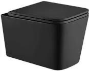 Унітаз підвісний KOLLER POOL Kvadro KR-0530-RQ-MB з сидінням Soft Close дюропласт (змив Торнадо) чорний матовий