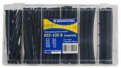 Набір Ø1.5, 2.5, 4, 6, 10, 13мм термоусаджувальних трубок 10см чорні (100 шт) [A0150040119] HST-100B АСКО