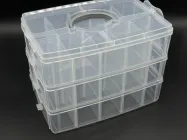 Органайзер пластиковий з осередками багатоярусний розкладний контейнер з кришкою для зберігання дрібниць і рукоділля 25х17х18 см Прозорий (BOX-5)