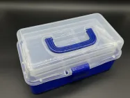 Органайзер зі знімними відділеннями з кришкою контейнер із комірками для дрібних предметів 28х16х13 см Темно-синій (BOX-13-2)