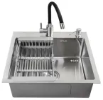 Мийка з нержавіючої сталі AQUAMILL 5050 + змішувач гнучкий + дозатор + решітка