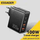 Мережевий зарядний пристрій Essager GAN 100W (2 Type-C + 2 USB)