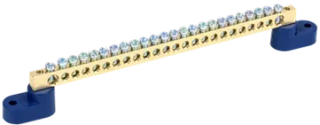 Шина нульова 24 отворів 6х9мм мідь на двох кутових ізоляторах [YNN10-69-24C2-K07] ШНИ-6х9-24-У2-С UEC