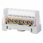 Шина нульова 7 отворів 6х9мм мідь з кришкою сірий [507F] Quadro БДК