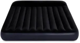 Матрац надувний велюр Intex 64150 з підголівником насос клапан 3 в 1 152х203х25 см Чорний