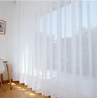 Тюль вуаль шифон білий з пришитою тесьмою 100*250 см