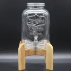 Лимонадниця скляна 5л Yorkshire (лимонадник) з краном із пластику та підставкою світле дерево (Yor5C-PHR-SD)