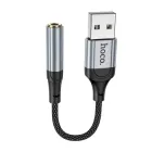 Зовнішня звукова карта USB на міні-jack 3.5 Digital Audio converter HOCO (0.12m, DAC). Black-Grey