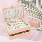 Шкатулка органайзер скринька для зберігання прикрас ювелірних виробів годинників аксесуарів біжутерії бокс із секціями відділеннями 17×12×8 на туалетний столик комод шафу для спальні гардеробної стильна еко шкіра рожева подарунок жінці 3DTOYSLAMP