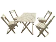 Комплект дерев'яних меблів складних (стіл +4 стільці) ручна робота.