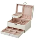Органайзер скринька для прикрас із дзеркалом Jasted 01784 бежевий