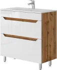 Тумба підлогова JUVENTA Neo-80 дуб вотан з умивальником SANOVIT Practico-80