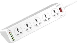Мережевий подовжувач LDNIO SC10610 (2m, 2500W, EU Plug, 5USB/1Type-C/10 Sockets, QC/PD, 10A) White