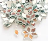 Набір шматочків мозаїки слюда форма РОМБ 200 г 340 шт срібні дзеркальні (3377)