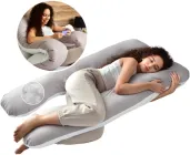 Подушка П-форми IDEIA 140х75х20 см U-shape для вагітних, реабілітації та щоденного комфорту З наволочкою на блискавці Антиалергенна Сіра (4820227285990)