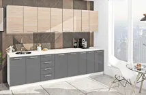 Кухня Комфорт меблі "Еко" 3 м Дуб натуральний/Графіт темний глянець