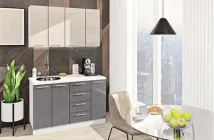 Кухня Комфорт меблі "Еко" 1,3 м Дуб білений/Графіт темний глянець