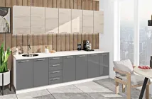 Кухня Комфорт меблі "Еко" 2,8 м Дуб білений/Графіт темний глянець