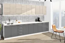 Кухня Комфорт меблі "Еко" 3,5 м Дуб білений/Графіт темний глянець