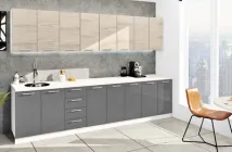 Кухня Комфорт меблі "Еко" 3,2 м Дуб білений/Графіт темний глянець