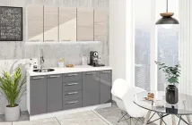 Кухня Комфорт меблі "Еко" 1,7 м Дуб білений/Графіт темний глянець