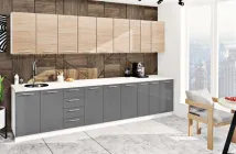 Кухня Комфорт меблі "Еко" 3,4 м Дуб натуральний/Графіт темний глянець