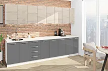 Кухня Комфорт меблі "Еко" 3,1 м Дуб білений/Графіт темний глянець