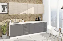 Кухня Комфорт меблі "Еко" 2,6 м Дуб білений/Графіт темний глянець