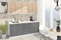 Кухня Комфорт меблі "Еко" 2 м Дуб натуральний/Графіт темний глянець