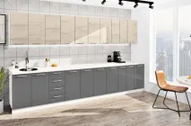 Кухня Комфорт меблі "Еко" 3,8 м Дуб білений/Графіт темний глянець