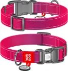 Нашийник для собак, нейлоновий WAUDOG Nylon Mono із QR-паспортом, світловідбивний, пластиковий фастекс, S, ширина 15 мм, довжина 25-35 см, рожевий (52097Collar)