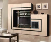 Стінка для ТВ у вітальню з тумбою під ТВ, шафою для одягу, та антресоллю Майстер Форм Сафо 2540х380х2000h Венге магія / Дуб молочний (лівостороння)