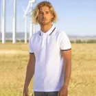 Чоловіча сорочка-поло JHK POLO REGULAR CONTRAST, біла футболка поло, з контрастними полосами, розмір M