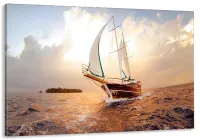 Картина на полотні у вітальню/спальню Човен в морі MLP_64 ( 30х60 см)