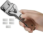 Металевий Скребок з набором із 5 лез для чищення нагару склокерамічних плит, варильних поверхонь, зняття наклейок та етикеток