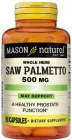 Со пальметто, здоров'я простати Mason Natural Saw Palmetto 90 капсул 500 мг (311845115195)