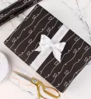 Подарунковий папір для пакування "Серця на чорному", 8 м*70 см