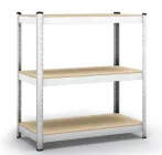 Стелаж металевий оцинкований "Бюджет" 900х800х400 мм, 3 полиць, МДФ (В09012 08040 32 2)