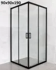 Скляна душова кабіна AVKO Glass RDR06, Гартоване скло, Чорна, 90х90х190 см. Без піддону