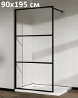 Скляна душова перегородка AVKO Glass S257, Гартоване, Чорна, 90х195 см. Без піддону